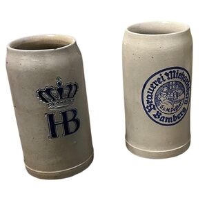 Set Of Hofbräuhaus & Brauerei Michaelsberg Brewery Salt-Glazed Steins Stoneware